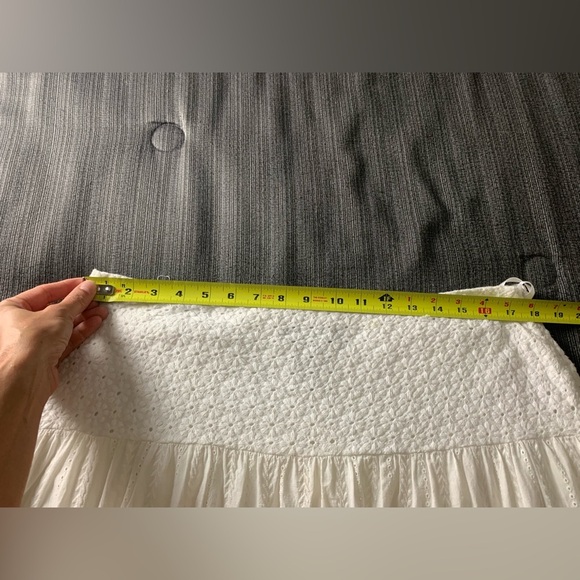 Lauren Ralph Lauren Jeans Co Boho Eyelet Midi Skirt A-line Cotton White Size 12 - Picture 9 of 10